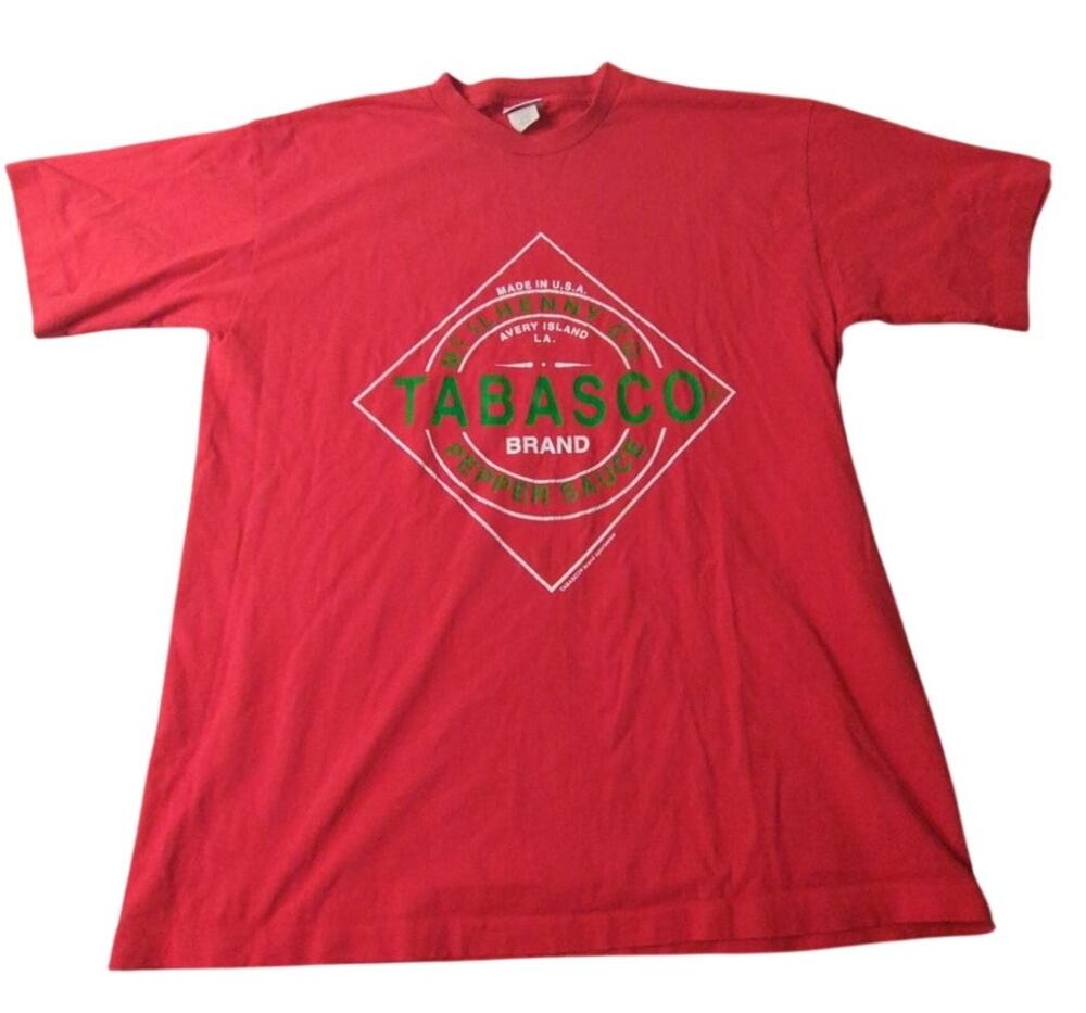 Cool Vintage Tabasco Brand Red T-Shirt for Men - Size XL Made in USA - flaw